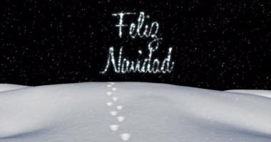 Felix Navidad 'ın üzerine yağan kar animasyonu kış manzarası üzerine yazılmış. Noel, şenlik, kutlama ve gelenek konsepti dijital olarak oluşturuldu.