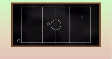 Amerikan futbol sahasındaki taktiksel oyun planının animasyonu. Spor, oyun, taktik, planlama spor alanı ve yarışma, dijital olarak oluşturulmuş video.