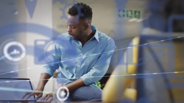 Animação Rede Conexões Sobre Empresário Afro Americano Cargo Conceito Finanças — Vídeo de Stock