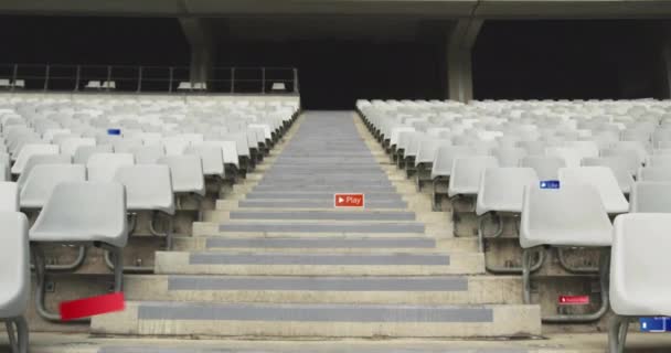 Animering Sociala Medier Anmälningar Över Tomma Platser Stadion Sport Evenemang — Stockvideo