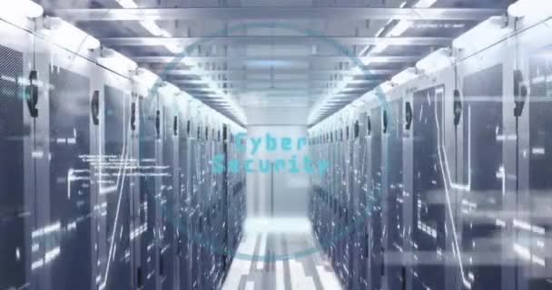 Animacja Przetwarzania Danych Cyberbezpieczeństwa Serwerach Komputerowych Globalne Bezpieczeństwo Online Połączenia — Wideo stockowe