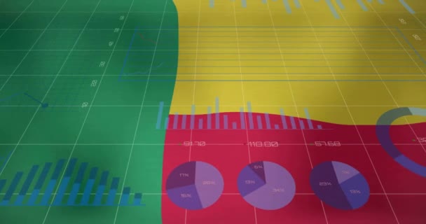 그래프의 애니메이션은 베닌의 깃발을 데이터를 디지털 인터페이스 커뮤니케이션 디지털 방식으로 — 비디오