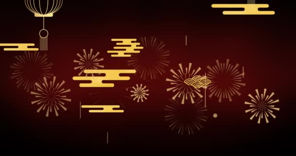 ドラゴンと中国のパターンのアニメーション 中国の新年 大晦日 お祭り お祝い 伝統の概念デジタル生成されたビデオ — ストック動画