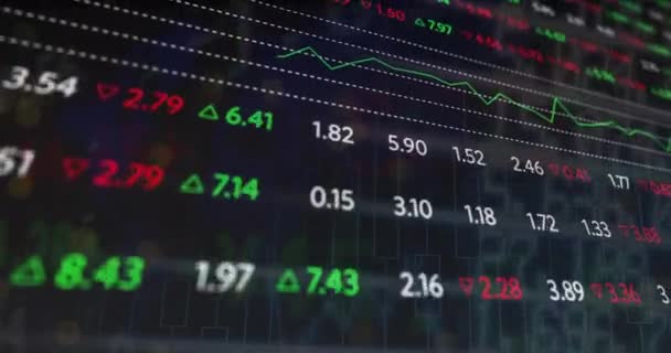 Animation Der Verarbeitung Von Finanzdaten Vor Dunklem Hintergrund Globales Finanz — Stockvideo
