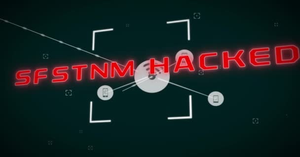 Animación Texto Ataque Cibernético Red Conexiones Sobre Fondo Negro Ciberseguridad — Vídeos de Stock