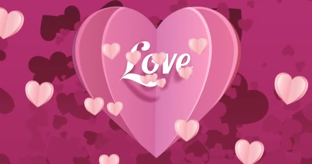 Animation Coeur Avec Texte Amour Sur Plusieurs Cœurs Roses Sur — Video