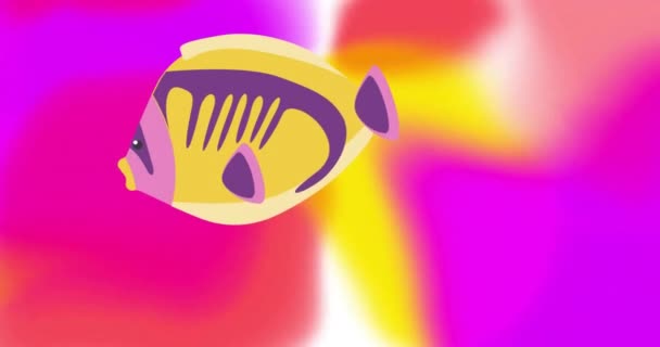 Animação Peixes Amarelos Sobre Fundo Colorido Resumo Fundo Padrão Conceito — Vídeo de Stock