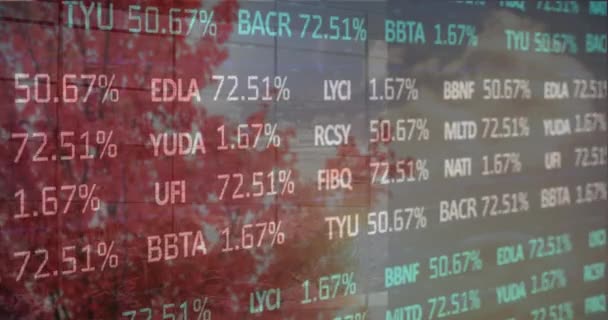 Animación Estadísticas Procesamiento Datos Financieros Sobre Árboles Finanzas Globales Negocios — Vídeos de Stock