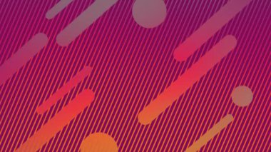 Mor çizgili arka planda renkli şekillerin canlandırılması. Soyut arkaplan, şablon ve dijital arayüz kavramı, dijital olarak oluşturulmuş video.