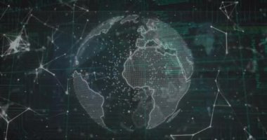 Dünya çapında bağlantı ve veri işleme ağının animasyonu. Küresel teknoloji ve dijital arayüz kavramı, dijital olarak oluşturulmuş video.