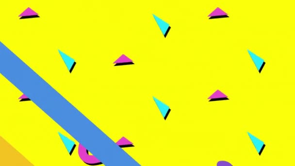 黄色の背景に輝くラインパターンのアニメーション デジタル生成されたビデオの形状 パターンコンセプト — ストック動画