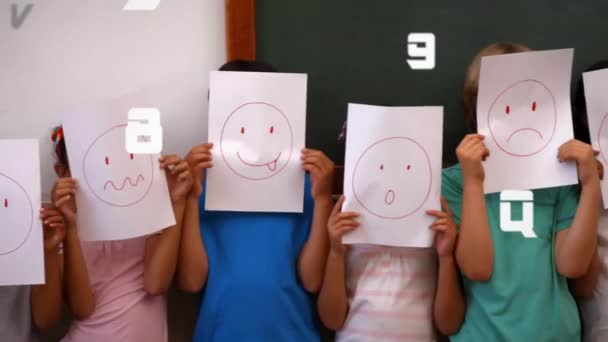 Animation Tal Bogstaver Forskellige Skolebørn Skolen Skole Uddannelse Læringskoncept Digitalt – Stock-video
