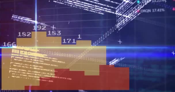 青い背景でのデータ処理のアニメーション 世界規模の技術 コンピューティング デジタルインターフェースの概念デジタル生成されたビデオ — ストック動画
