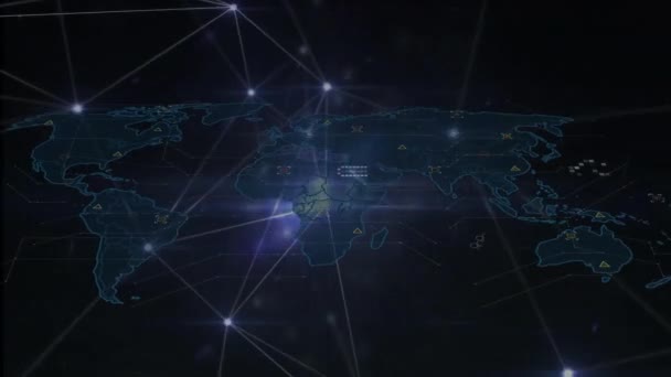 Animação Rede Conexões Sobre Mapa Mundo Conceito Global Negócios Interface — Vídeo de Stock