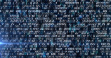 Karanlık arka planda veri işleme resmi. Küresel bağlantılar, veri işleme ve dijital arayüz konsepti dijital olarak oluşturulmuş resim.