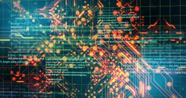 Siyah arkaplanda veri işleme resmi. Sosyal medya ve dijital arayüz konsepti dijital olarak oluşturuldu.