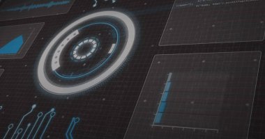 Ekranlarda tarama, istatistik kaydı ve veri işleme görüntüleri. dijital arayüz, küresel teknoloji ve dijital olarak oluşturulmuş bağlantı konsepti.