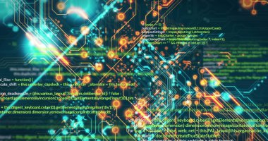 Siyah arkaplanda veri işleme resmi. Sosyal medya ve dijital arayüz konsepti dijital olarak oluşturuldu.