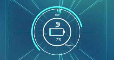 Mavi arkaplanda tarama ve veri işleme resmi. Küresel iş, bilgisayar ve dijital arayüz kavramı dijital olarak oluşturulmuş görüntü.