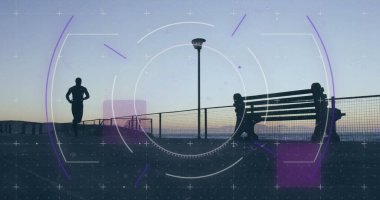 Afrika kökenli Amerikalı bir adamın açık havada koşarken görüntüsü. sağlık ve zindelik kavramı dijital olarak oluşturulmuş görüntü.