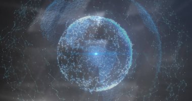 Bağlantı ağı ile parlayan bir dünya görüntüsü. dijital arayüz, küresel teknoloji ve dijital olarak oluşturulmuş bağlantı konsepti.