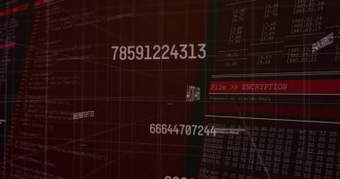 Arka plandaki ızgara üzerindeki ekranlarda değişen ve veri işleme yapan numaraların resmi. dijital arayüz, küresel teknoloji ve dijital olarak oluşturulmuş bağlantı konsepti.