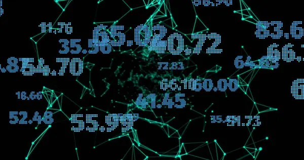 Image of financial data processing over globe with connections. Global networks, business, finances, computing and data processing concept digitally generated image.