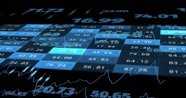 Obrázek Zpracování Finančních Údajů Černém Pozadí Globální Sítě Podnikání Finance — Stock fotografie