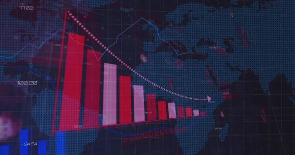 Obrázek Digitálního Rozhraní Zobrazujícího Statistiky Mapou Světa Digitální Rozhraní Globální — Stock fotografie