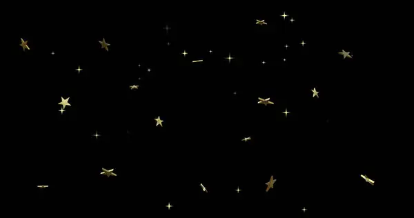 Золотые Рождественские Звезды Мерцающие Огни Черном Фоне Рождество Украшения Традиции — стоковое фото