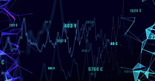 Immagine Dell Elaborazione Dei Dati Finanziari Con Numeri Sfondo Nero — Foto Stock