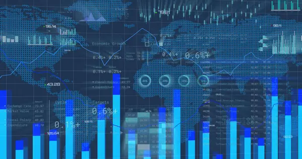 Image Financial Data Processing World Map Global Business Finances Computing — Stock Photo, Image