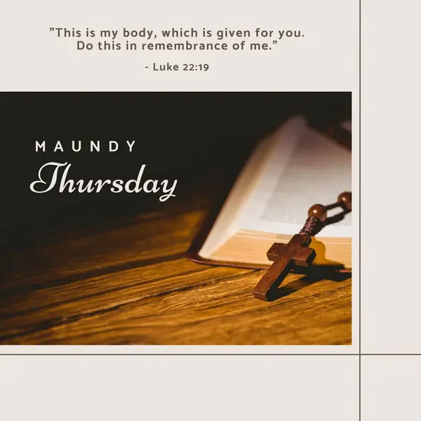 Maundy Thursday Metninin Beyaz Arka Planda Tespih Kutsal Ncil Üzerindeki — Stok fotoğraf