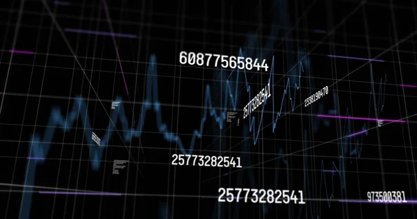 Immagine Dell Elaborazione Dei Dati Finanziari Con Numeri Sfondo Nero — Foto Stock