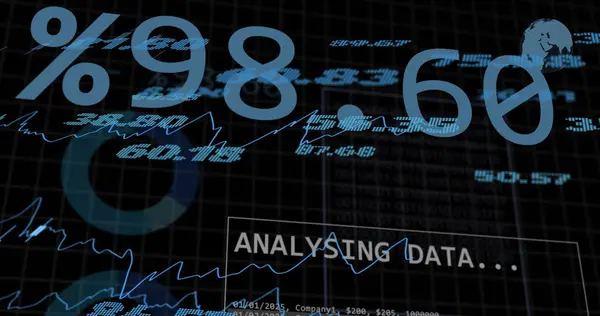 Bild Finansiell Databehandling Över Mörk Bakgrund Globala Affärs Ekonomi Databehandlings — Stockfoto