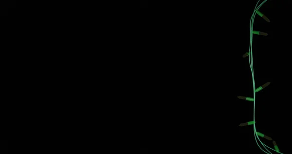 Filo Luci Stringa Natale Giallo Lampeggiante Sfondo Nero Spazio Copia — Foto Stock