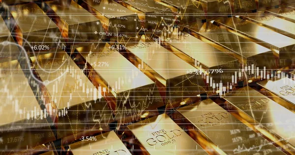 Image Financial Data Processing Gold Bullions Global Business Finances Computing — Stock Photo, Image