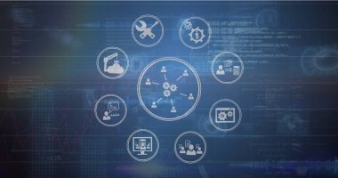 Ai metin ve simgesinin resmi, bilgisayar sunucusu üzerinden veri işleme. Küresel yapay zeka, dijital arayüz, hesaplama ve veri işleme kavramı dijital olarak oluşturuldu.