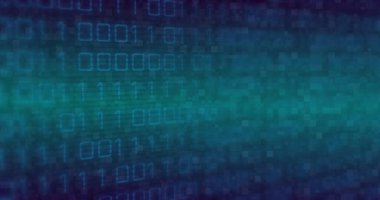 Dijital ikili kod mavi soyut arkaplanı örtüyor. 