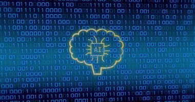 İkili kodlama üzerinde ai veri işleme resmi. Küresel yapay zeka, hesaplama, dijital arayüz ve veri işleme kavramı dijital olarak oluşturuldu.