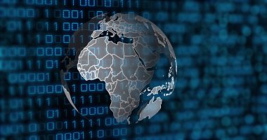 Image of globe and binary code on black background. data processing, network, computers and technology concept digitally generated image.