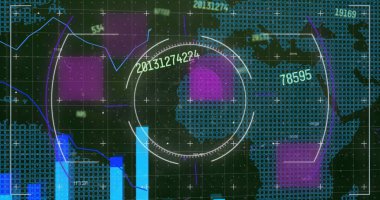 Sayıları değişen ve istatistik kaydı olan bir tarama resmi. Dijital arayüz küresel bağlantı ve dijital olarak oluşturulan iletişim konsepti.