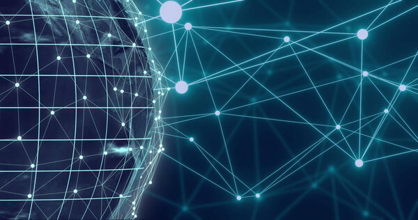 Изображение данных и сети соединений по всему миру. Глобальные сети, бизнес, финансы, вычислительная техника и концепция обработки данных в цифровом виде.
