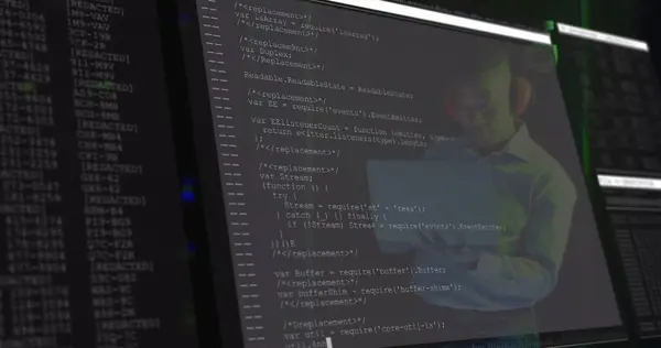 Bild Der Datenverarbeitung Über Afrikanische Amerikanische Männliche Ingenieure Von Computerservern — Stockfoto