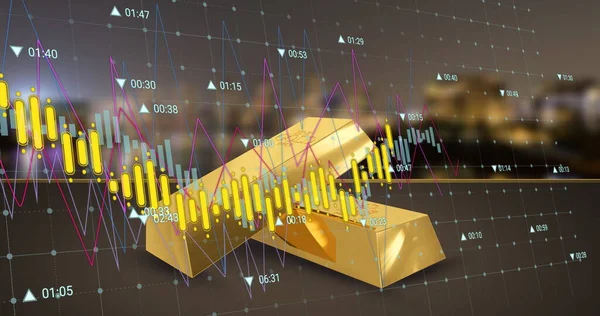 Image Financial Data Processing Gold Bullions Global Business Finances Computing — Stock Photo, Image