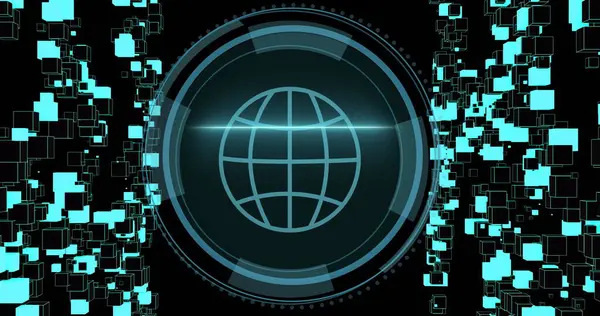 Bilde Kloden Med Nettverk Forbindelser Globale Nettverk Digitalt Grensesnitt Databehandling – stockfoto