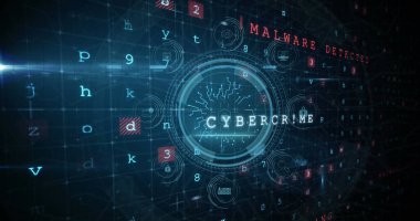 Veri işleme görüntüsü ve siyah arkaplan üzerindeki asma kilit. Sosyal medya ve dijital arayüz konsepti dijital olarak oluşturuldu.