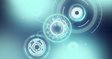 Dijital ekranda tarama ve veri işleme dürbünü görüntüsü. küresel teknoloji ve dijital arayüz kavramı dijital olarak oluşturulmuş görüntü.