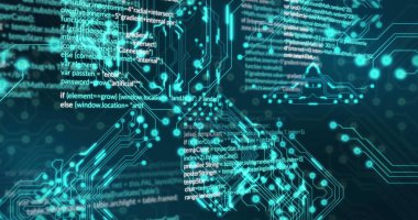 Siyah arkaplan üzerinde veri işleme resmi. Sosyal medya ve dijital arayüz konsepti dijital olarak oluşturuldu.