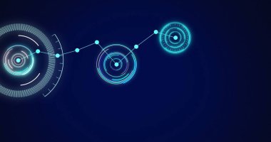 Dürbün taraması ve dijital ekrandaki bağlantı ağının resmi. küresel teknoloji, dijital arayüz ve dijital olarak oluşturulan veri işleme konsepti.